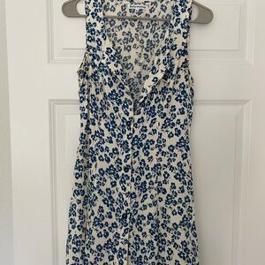 Reformation Blue Floral Button-Down Collared Dress